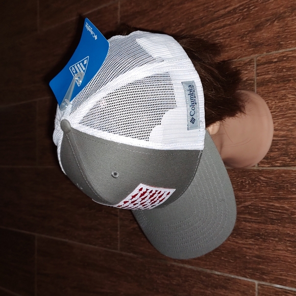 Columbia PFG USA Flag Mesh Back Trucker Hat Cap Unisex White Blue SnapBack NWT - Picture 3 of 9